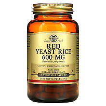 Червоний дріжджовий рис, Red Yeast Rice, Solgar, 600 мг, 120 вегетаріанських капсул