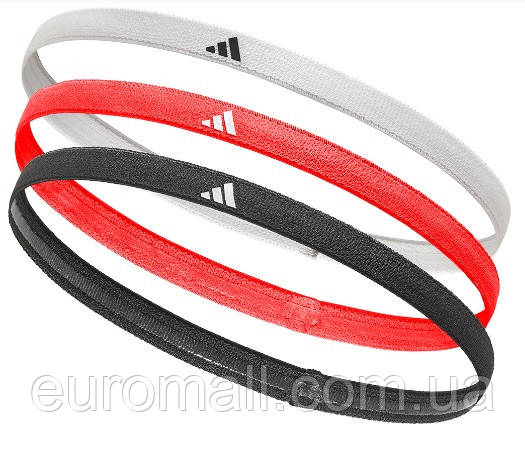 Пов'язки на голову Adidas HAIRBANDS 3PK біла, червона, чорна (3 штуки) ADAC-16200-NL, Розмір (EU) — 1SIZE