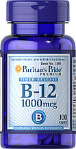 Вітамін В-12, Vitamin B-12, Puritan's Pride, 1000 мкг, 100 каплет із уповільненим вивільненням