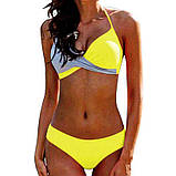 Жіночий літній роздільний купальник жовтого кольору., фото 3