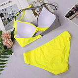 Жіночий літній роздільний купальник жовтого кольору., фото 4