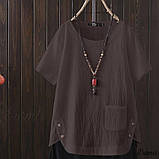 Лляна Жіноча блуза вільного крою Тканина: льон жатий Розмір: 46-48,50-52,54-56,58-60, фото 3