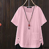 Лляна Жіноча блуза вільного крою Тканина: льон жатий Розмір: 46-48,50-52,54-56,58-60, фото 2