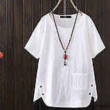 Лляна Жіноча блуза вільного крою Тканина: льон жатий Розмір: 46-48,50-52,54-56,58-60, фото 4