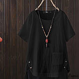 Лляна Жіноча блуза вільного крою Тканина: льон жатий Розмір: 46-48,50-52,54-56,58-60, фото 5