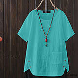 Лляна Жіноча блуза вільного крою Тканина: льон жатий Розмір: 46-48,50-52,54-56,58-60, фото 6