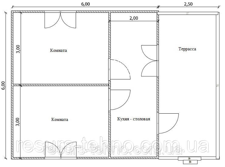 Построить дачный домик 6м х 6м.Фальшбрус с террассой - фото 3 - id-p684750562