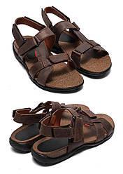 Чоловічі літні шкіряні сандалії Antec Brown, чоловічі сандалі босоніжки, шльопанці коричневі. Чоловіче взуття