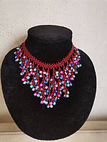 Кольє з бісеру ручної роботи «Квітучий сад» | Етнічна прикраса на шию