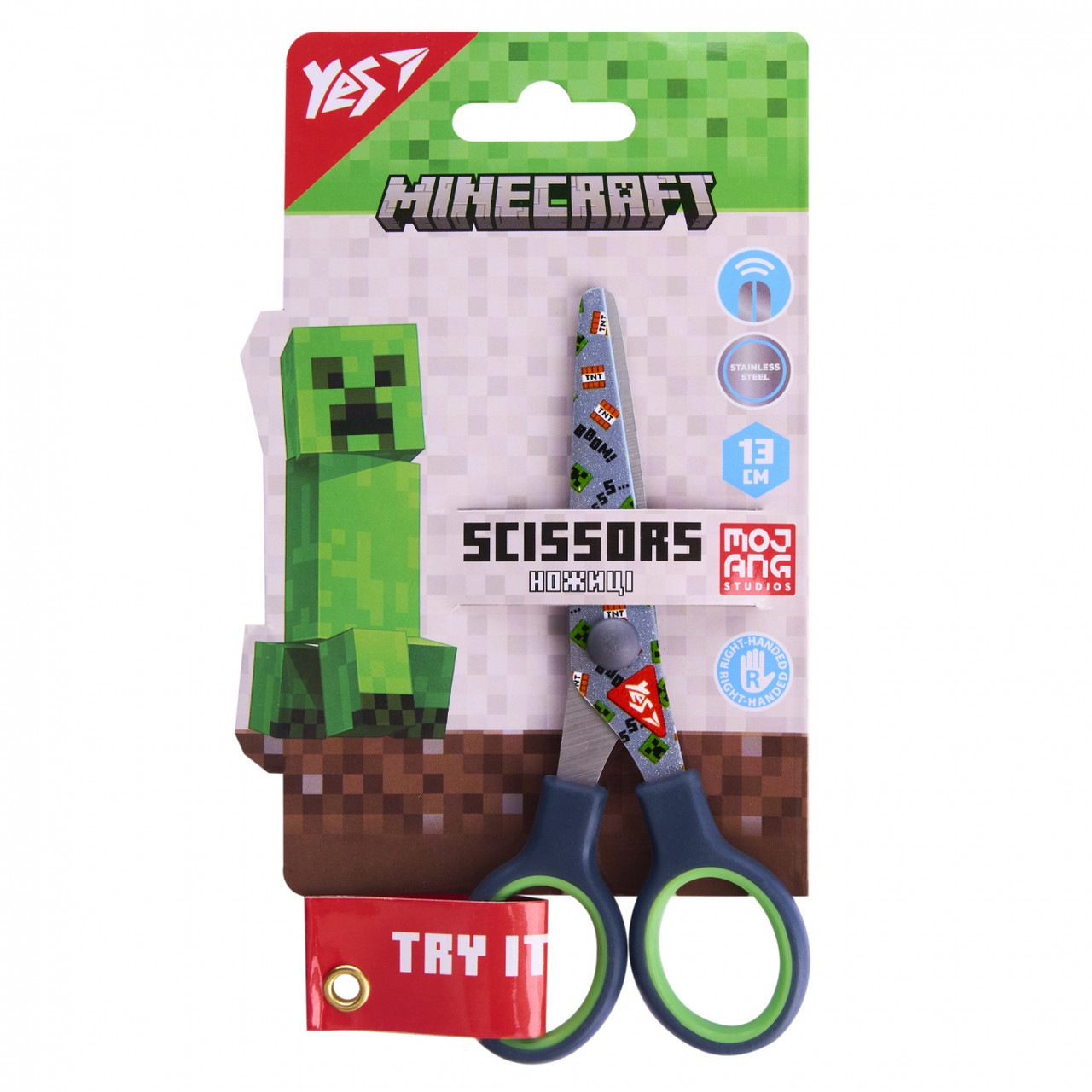 Ножиці дитячі 13 см Yes Minecraft принт на лезі