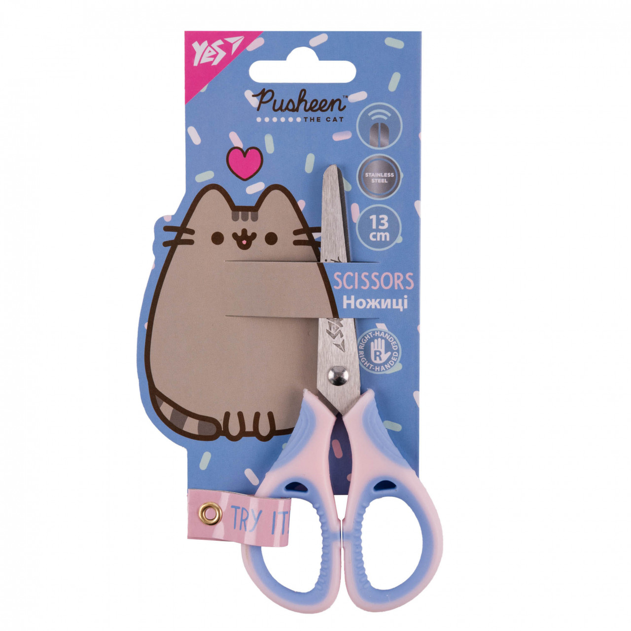 Ножиці дитячі 13 см Yes Pusheen резин.вставки