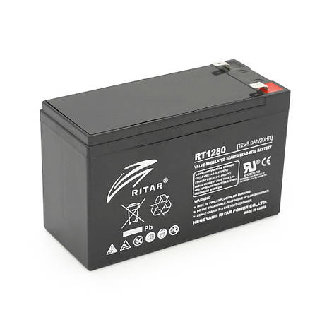 Акумуляторна батарея AGM RITAR RT1280, Black Case, 12V 8.0Ah ( 151 х 65 х 94 (100) ) Q10, фото 1