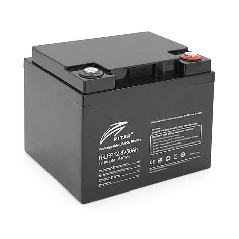Акумуляторна батарея Ritar LiFePO4 12,8V 50Ah 640Wh BMS25@4S (198х166х169 мм), 6.5kg Q2, фото 1