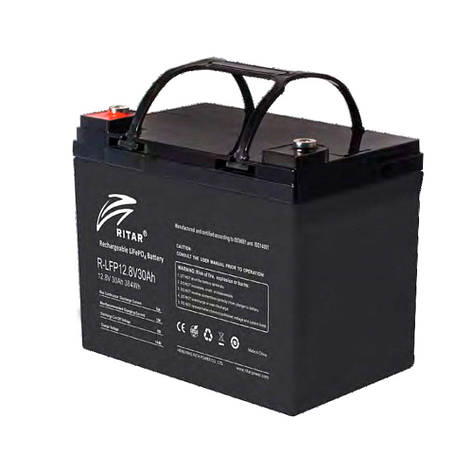 Акумуляторна батарея Ritar LiFePO4 12,8V 30Ah 384Wh BMS15@4S ( 195 x 155 x 130 ) Q1, фото 1