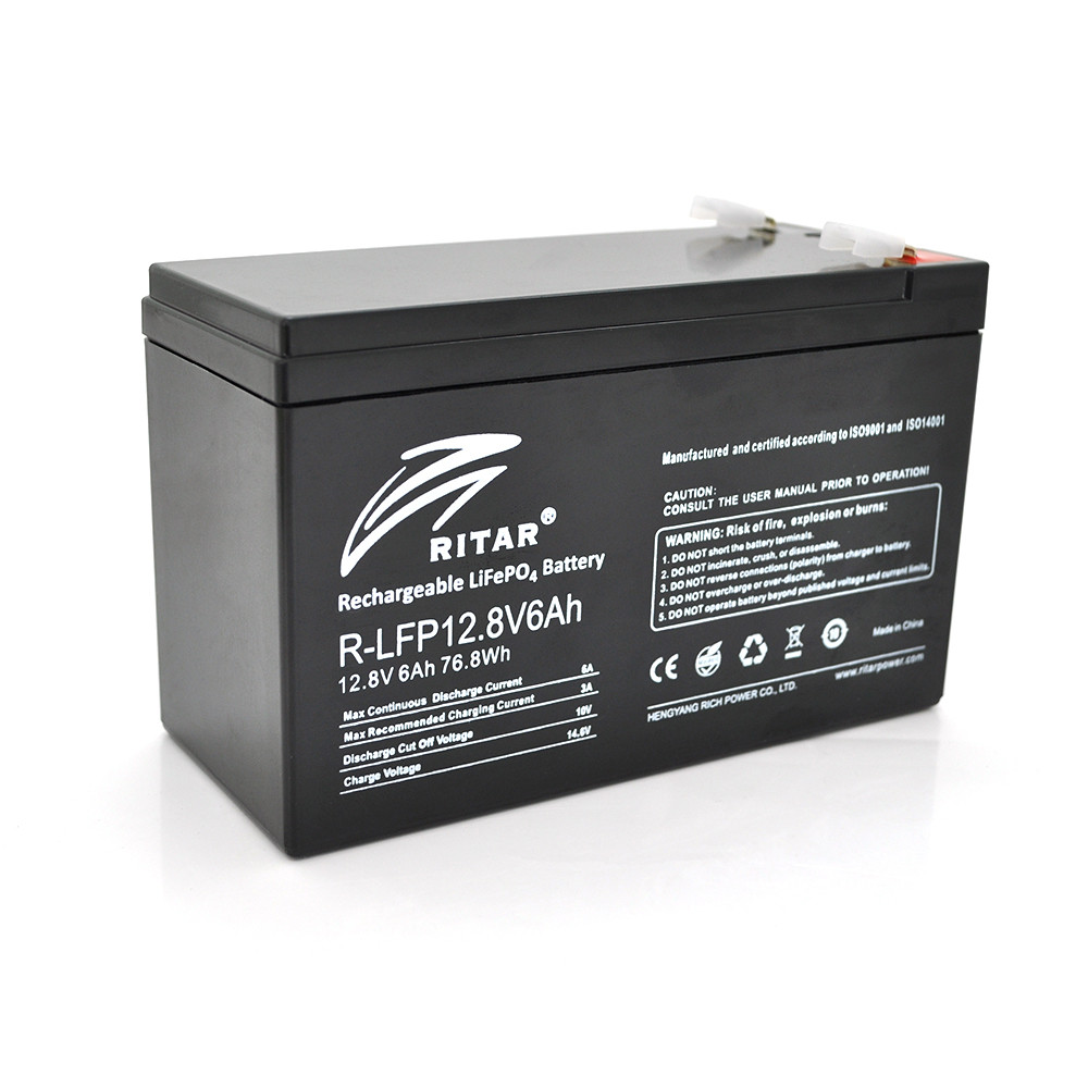 Акумуляторна батарея Ritar LiFePO4 12,8 V 6 Ah (76,8Wh) BMS3A@4S ( 150 x 65 x 95 (100) Q10