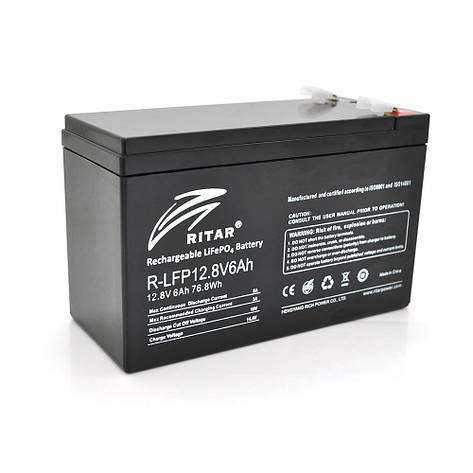 Акумуляторна батарея Ritar LiFePO4 12,8 V 6 Ah (76,8Wh) BMS3A@4S ( 150 x 65 x 95 (100) Q10, фото 1
