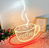 Неонова світлодіодна вивіска Кава Coffee Cup 38*34 см, фото 4