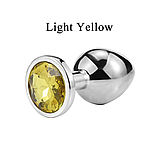 Пробка з Жовтим кристалом, Металевий Плаг 9 х 4 см, Срібна втулка для анального сексу, Стимулятор ануса, Інтим, фото 4