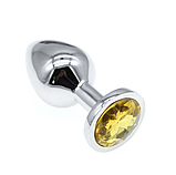 Пробка з Жовтим кристалом, Металевий Плаг 9 х 4 см, Срібна втулка для анального сексу, Стимулятор ануса, Інтим, фото 5