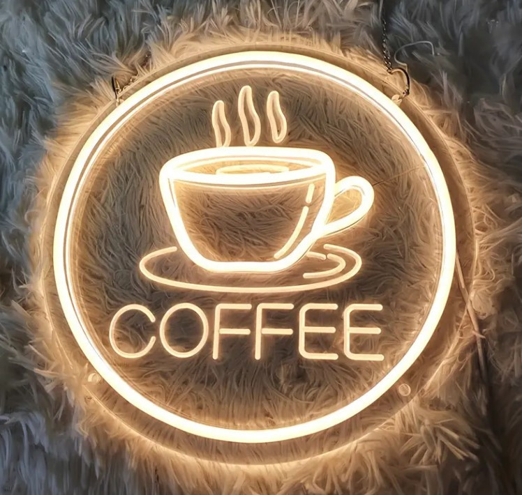 Неонова світлодіодна вивіска Кава Coffee 30*30 см, фото 1