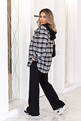 Комплект 2-ка Сорочка фланель з капюшоном + Штани спортивні р.44-62 ЧОРНИЙ TEVI 5296