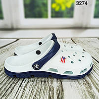 Чоловічі сабо, крокси білі із синіми вставками Jose Amorales 3274