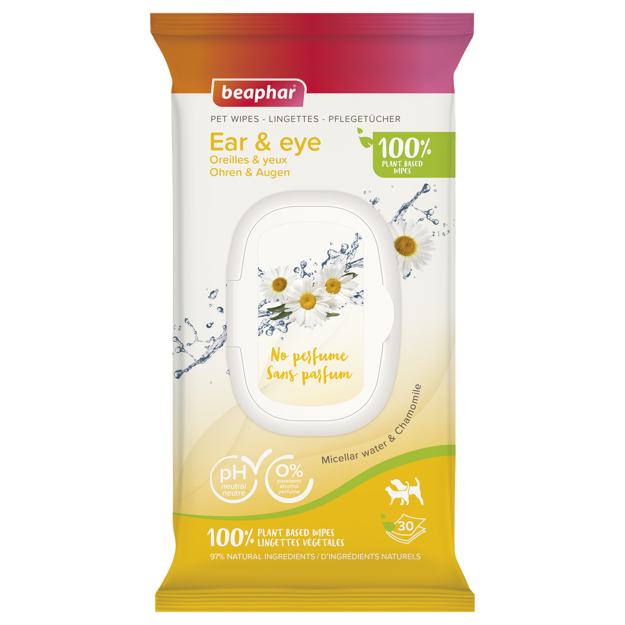 Вологі серветки Beaphar Pet Wipes Ear & Eye для очищення вух та очей у собак та котів, 30шт