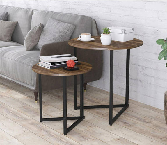 Журнальний столик Дельта Дуо Loft Design. Комплект 2 столиків – лофт меблі для вітальні, офісу, кафе