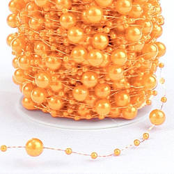 Гірлянда з намистин на волосіні розмір 8/3 мм 1 м Помаранчевий