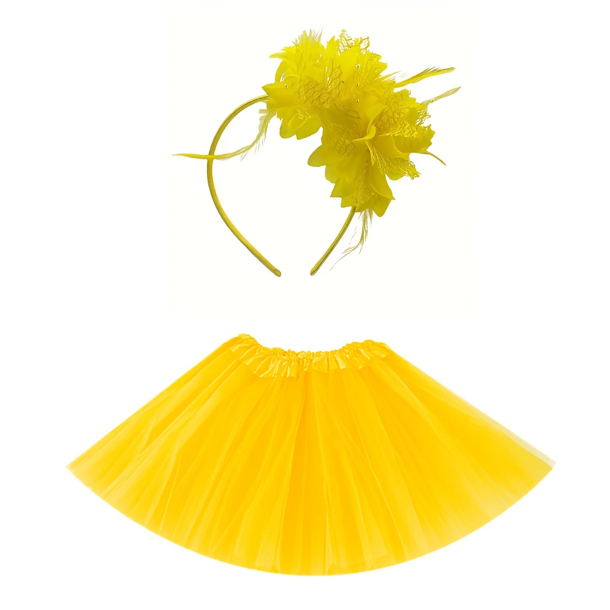 Костюм для девочки на утренник "Цветочек"  юбка и ободок желтый, фото 1