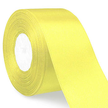 Стрічка атласна №10 світло-жовта (5 см х 36 ярдів)