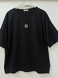 Футболка молодіжна чорного кольору вільного пошиття розміри М, L.