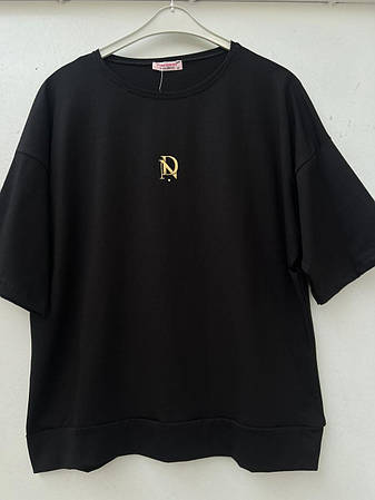 Футболка молодіжна чорного кольору вільного пошиття розміри М, L., фото 1