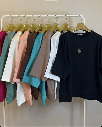 Футболка молодіжна чорного кольору вільного пошиття розміри М, L., фото 2