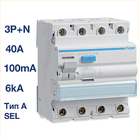CNA440D Hager - ПЗВ (УЗО) 4P 6kA 40A 100mA тип A Селективний