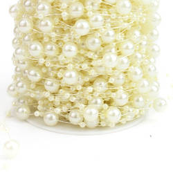 Гірлянда з намистин на волосіні розмір 8/3 мм 1 м Кремовий