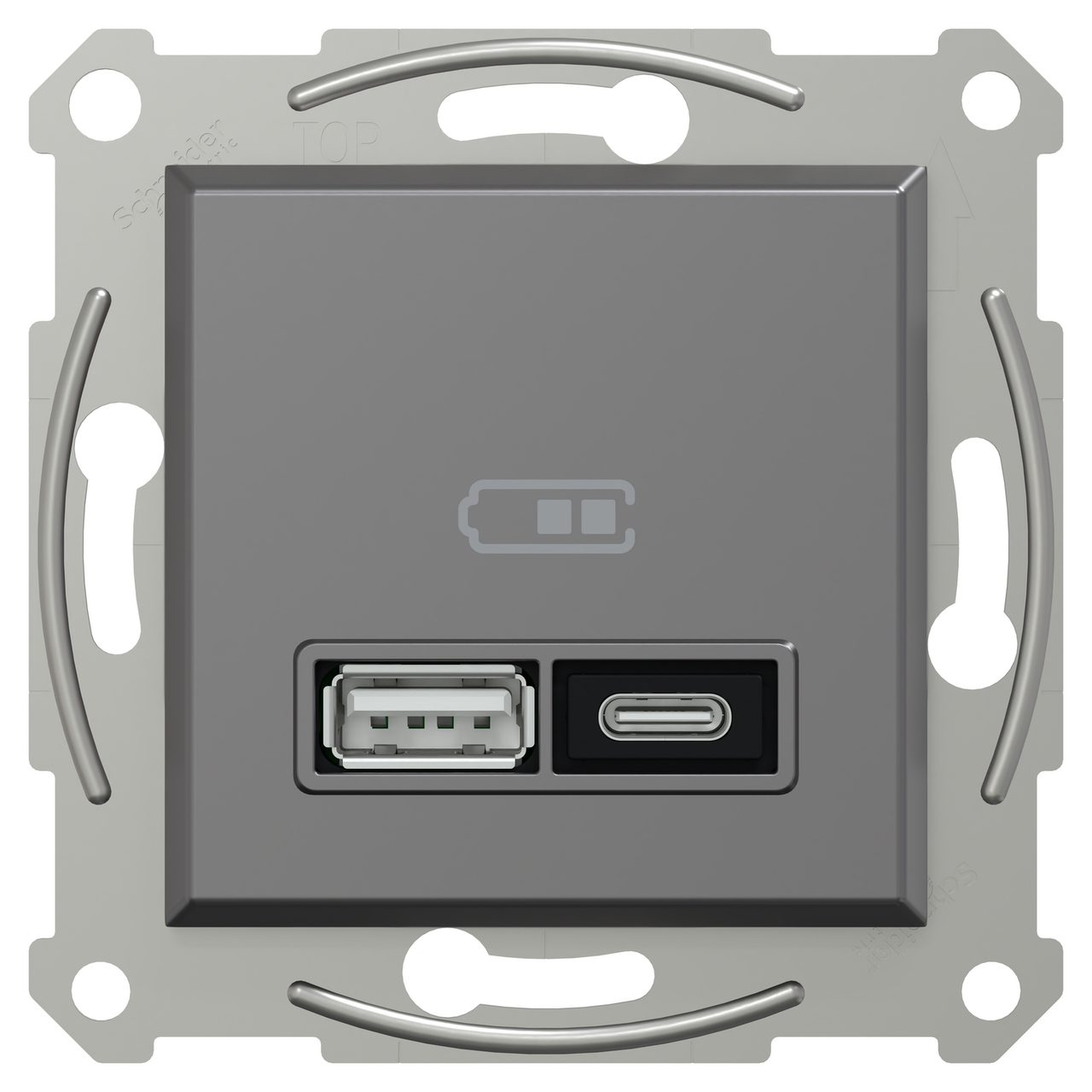 ASFORA Розетка зарядна USB А+С чорна