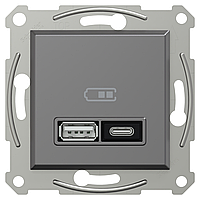 ASFORA Розетка зарядна USB А+С чорна