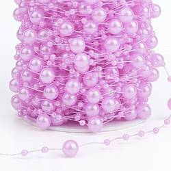 Гірлянда з намистин на волосіні розмір 8/3 мм 1 м Бузковий