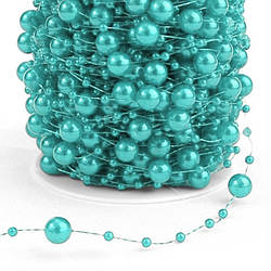 Гірлянда з намистин на волосіні розмір 8/3 мм 1 м Бірюзовий