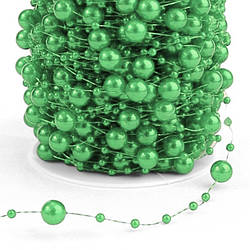 Гірлянда з намистин на волосіні розмір 8/3 мм 1 м Зелений
