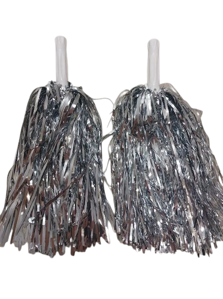 Помпони для черлідингу для вболівальників 2 штуки 31 см сріблястий, фото 1