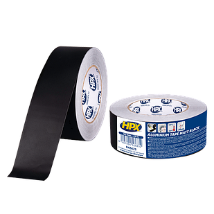 HPX AL MATT BLACK 120°С 30мкм - 50мм x 25м -  Високотемпературна алюмінієва клейка стрічка чорна матова (алюмінієвий скотч)