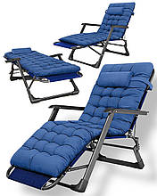 Розкладне крісло ліжко 3в1 з матрацом Leobro синій до 150 кг шезлонг переносний для відпочинку