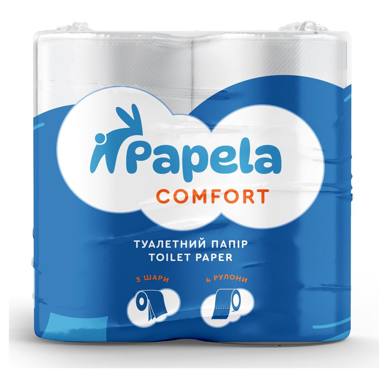 Туалетний папір Papela Comfort целюлозний тришаровий (4 рулони), фото 1
