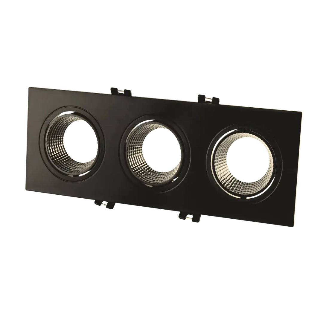 Точковий світильник LEBRON вбудований з поворотним механізмом під три лампи MR16 чорний IP20 L-DL-S3-Bl