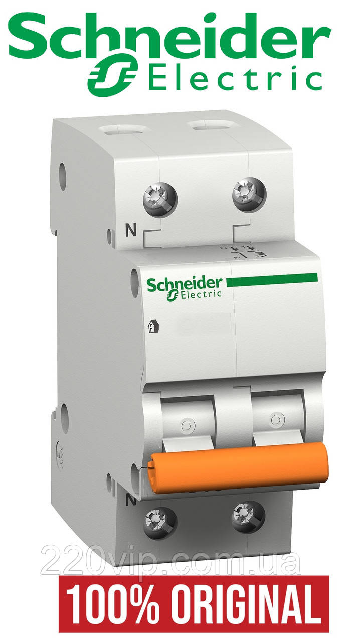 1P+N 63A C SCHNEIDER ELECTRIC 11219 двополюсний автоматичний вимикач модульний автомат Шнайдер оригінал, фото 1