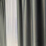 Штори БЛЕКАУТ Комплект атласних штор на тасьмі 200на270см Захист 100% Колір Сірий, фото 4