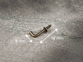 Гачок металевий. Колір "стара латунь". 19х8мм