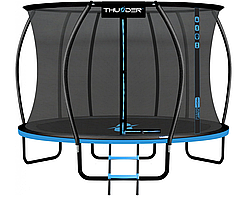 Батут Thunder ULTRA 374 см з внутрішньою сіткою та драбинкою чорно-голубий